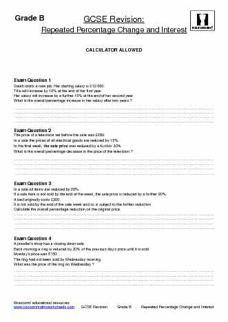 GCSE Revision Worksheets - Cazoom Maths worksheets